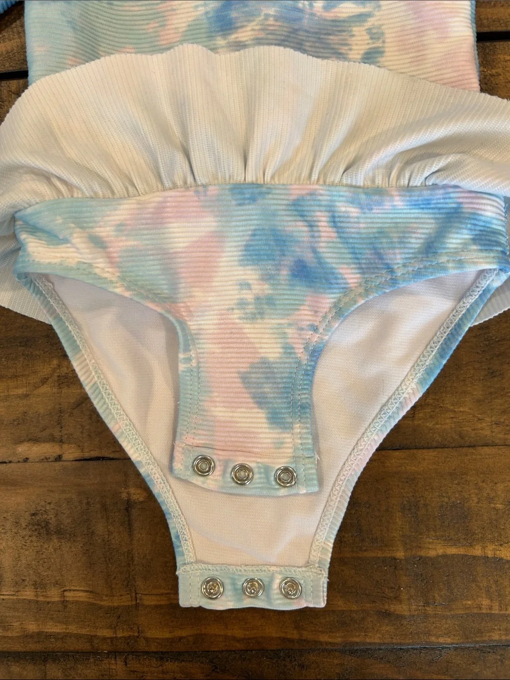 Snapper Rock 0-6M Light Blue and Pink Tie-Dye Infant Swim Top